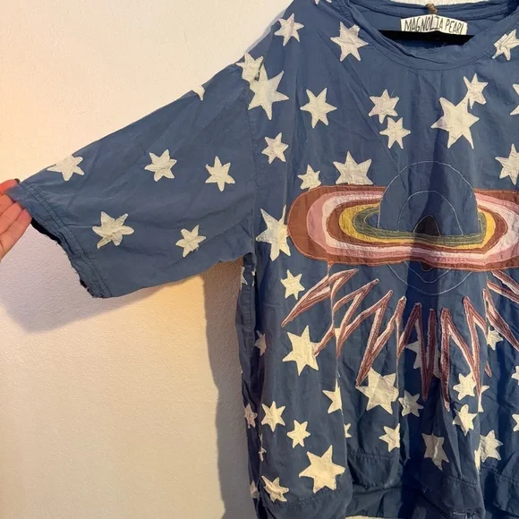 Magnolia Pearl European Cotton Intercosmic Applique Francis Top Free Size NWT - Picture 4 of 11